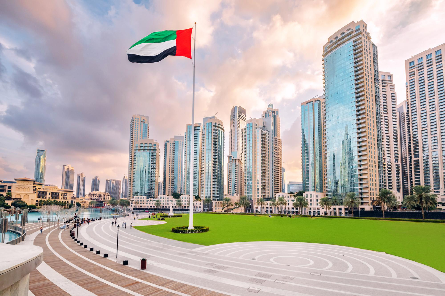 Modern business district skyline